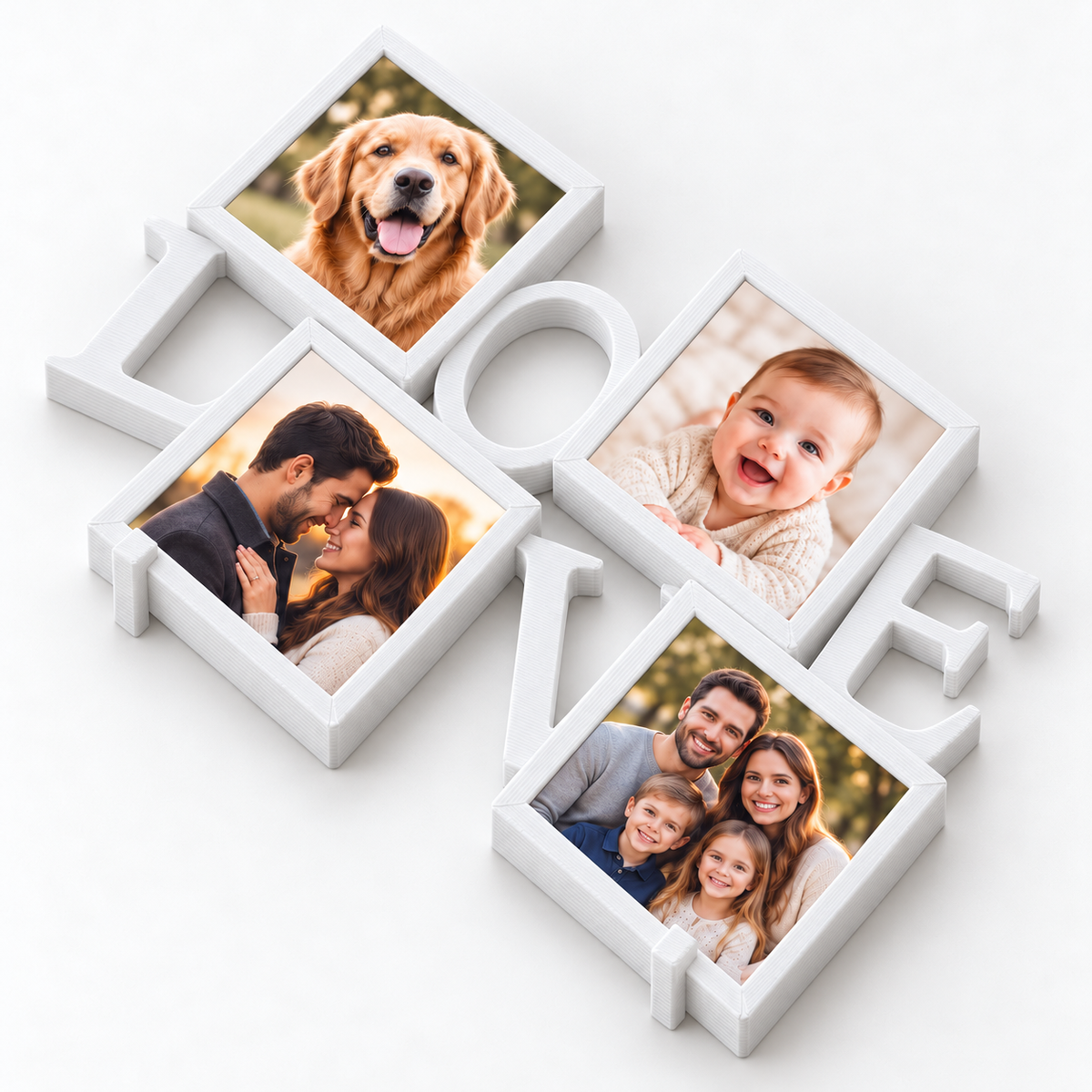 LOVE 4-Photo Magnet Frame – Fits 2.5" Square Magnets